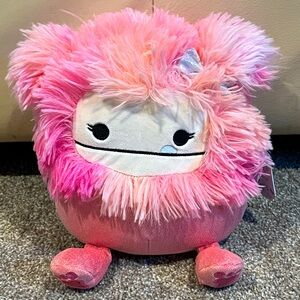 🐾 Caparinne 🩷 Pink Sparkly Glitter Bigfoot W Bow Original Squishmallows 8” BNWT